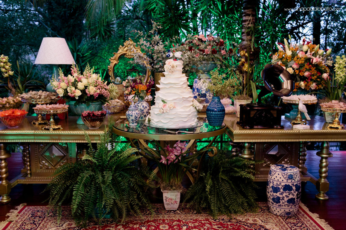 decoracao mesa bolo casamento