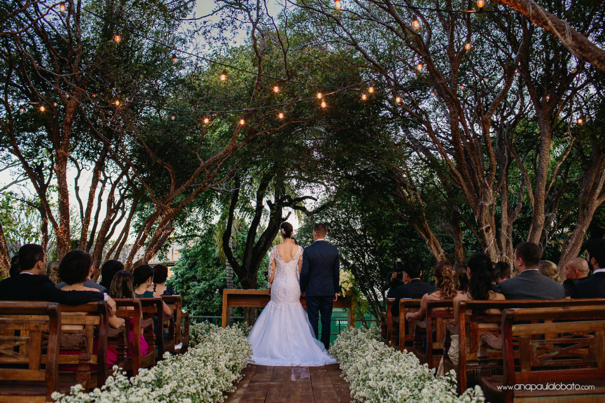 wedding ceremony with beautiful lighting in the altar
