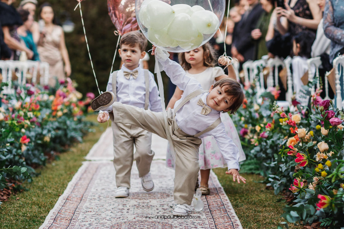 funny kids in Gorgeous sunset wedding in Brazil