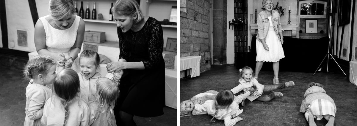 kids playing at german wedding