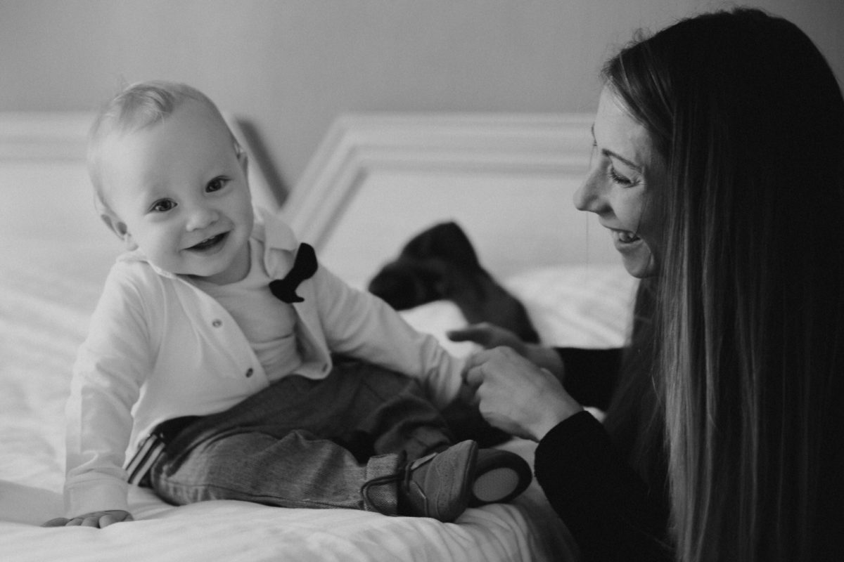 cute baby getting ready