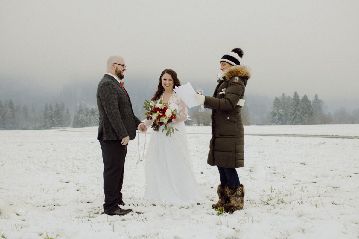winter elopement wedding